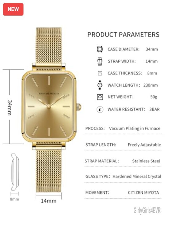 Luxury Rectangular Dress Watch Analog Quartz Stainless Steel Bracelet 3ATM main image 5